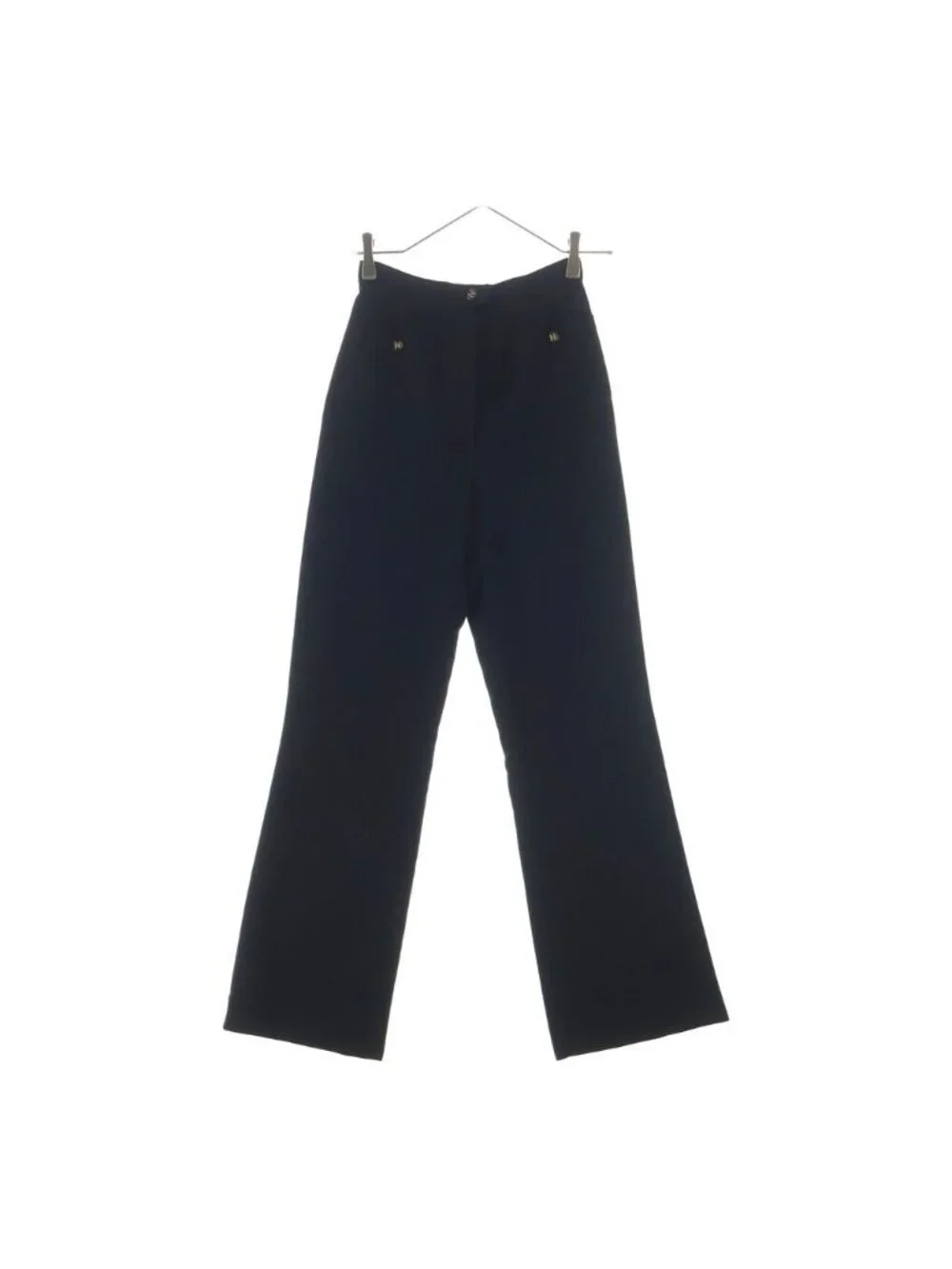 Chanel 95 CC Logo Gold Button Silk Flare Trousers Pants